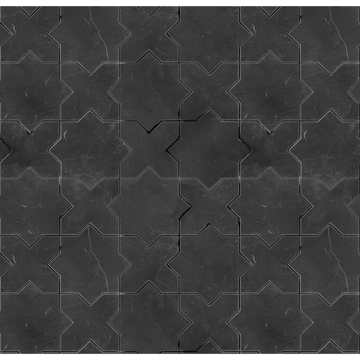 Rickert Tile - Nero Marquina Honed Star and Cross Mosaic