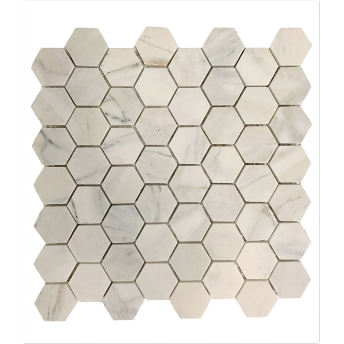Rickert Tile - Calacatta Gold Honed 2" Hex Porcelain Mosaic