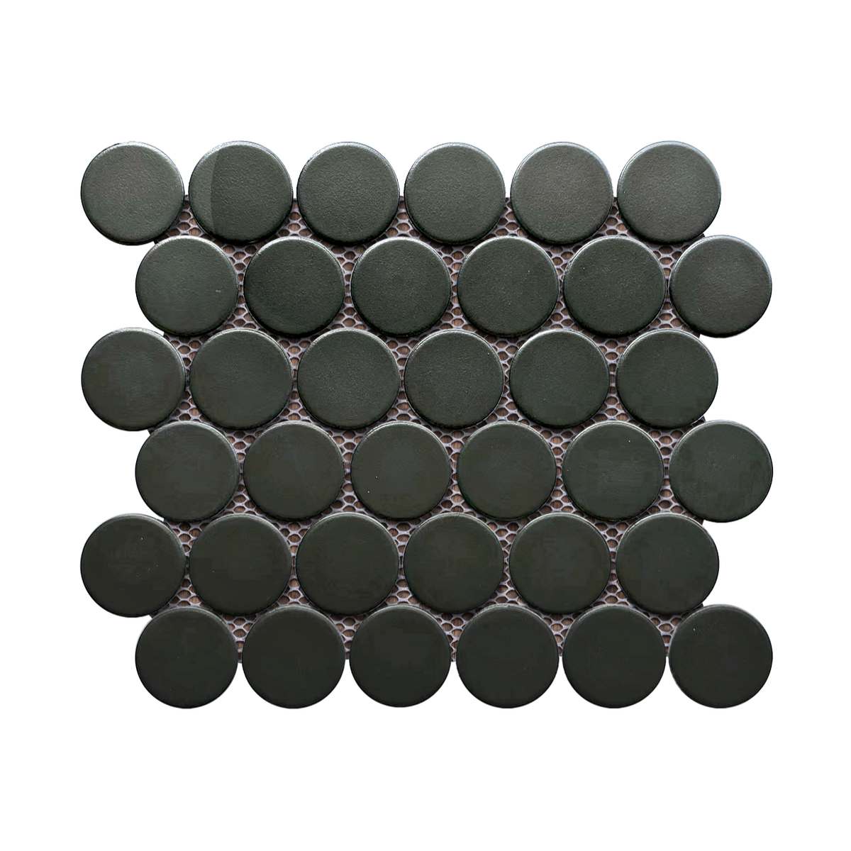 Rickert Tile - Black 2&quot; Round Porcelain Mosaic