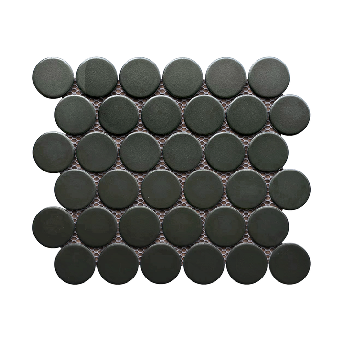 Rickert Tile - Black 2" Round Porcelain Mosaic