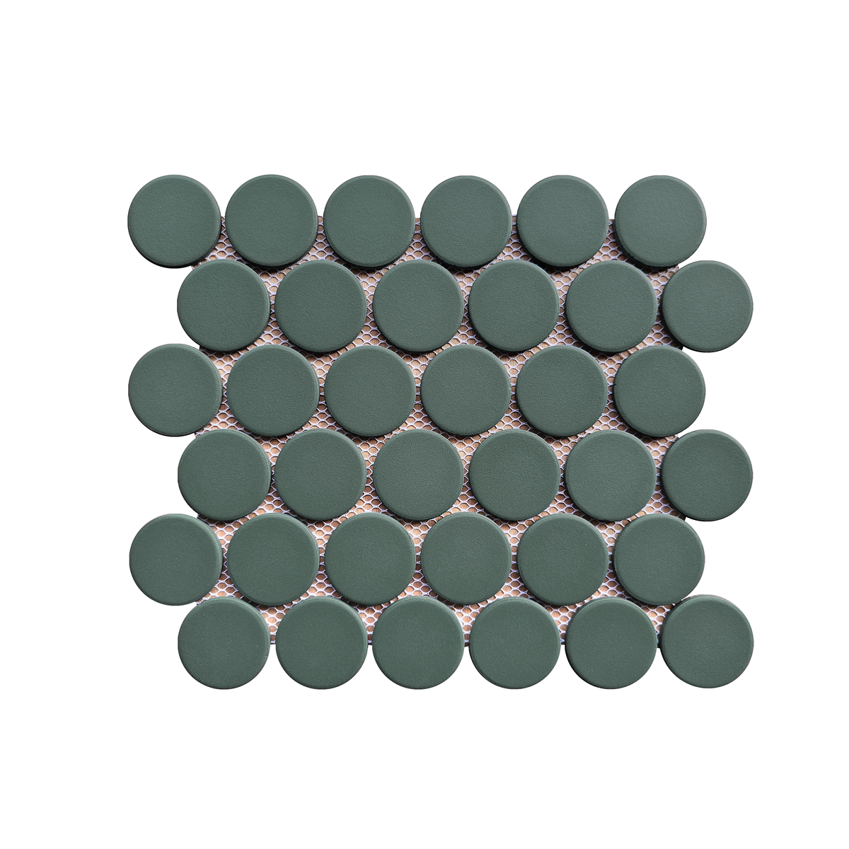 Rickert Tile - Olive Green 2&quot; Round Porcelain Mosaic