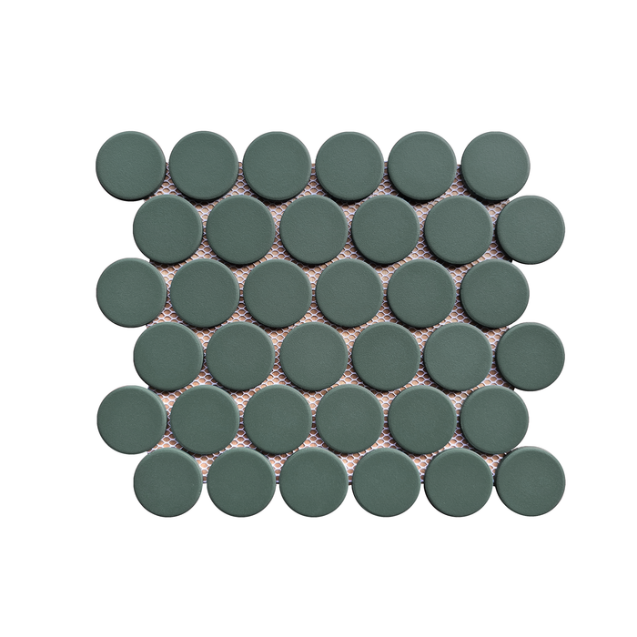 Rickert Tile - Olive Green 2" Round Porcelain Mosaic