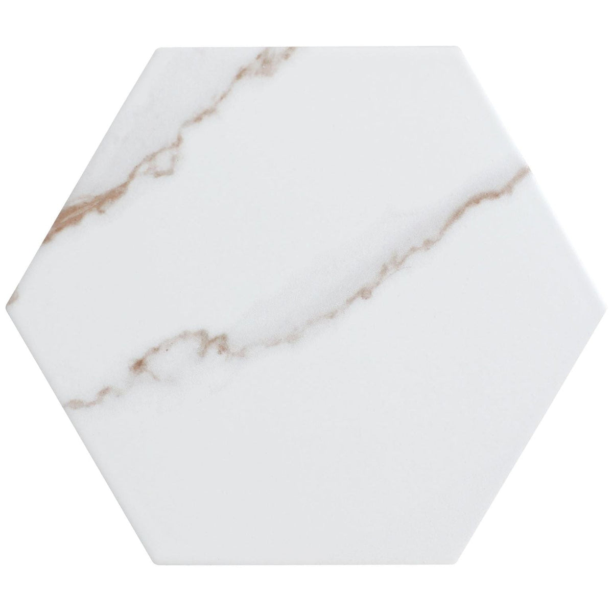 Bellagio - Bismarck Palmer Collection - 8&quot; x 9&quot; Porcelain Hex Tile - Ghost White