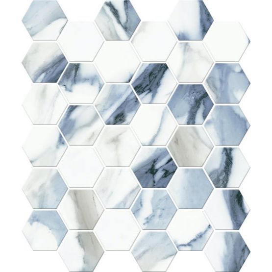 Floors 2000 - Calacatta Aqua Hex Matte Porcelain Mosaic - Aqua