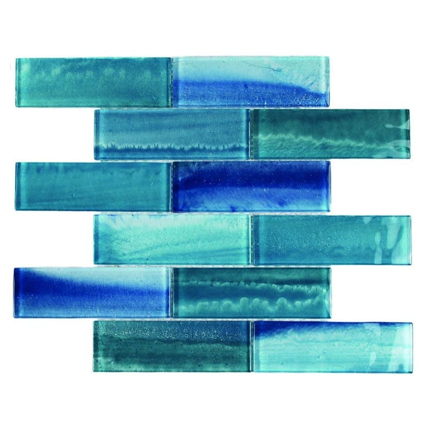 Tesoro - Gemstone Collection 2&quot; x 6&quot; Glass Mosaic - Aquamarine