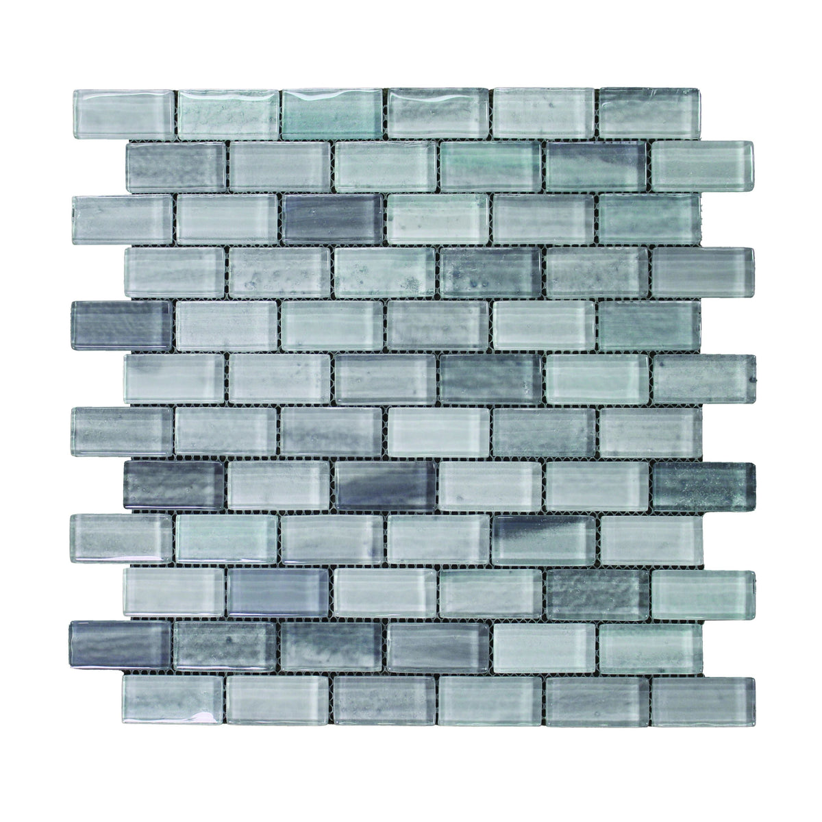 Tesoro - Gemstone Collection 1&quot; x 2&quot; Glass Mosaic - Silver