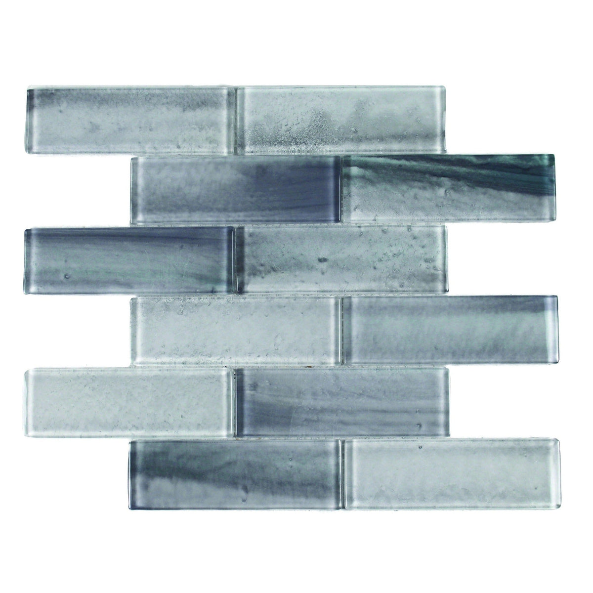 Tesoro - Gemstone Collection 2&quot; x 6&quot; Glass Mosaic - Silver