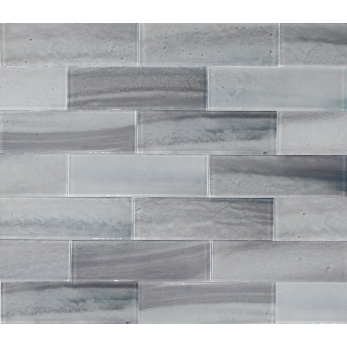 Tesoro - Gemstone Collection 3" x 9" Glass Tile - Silver