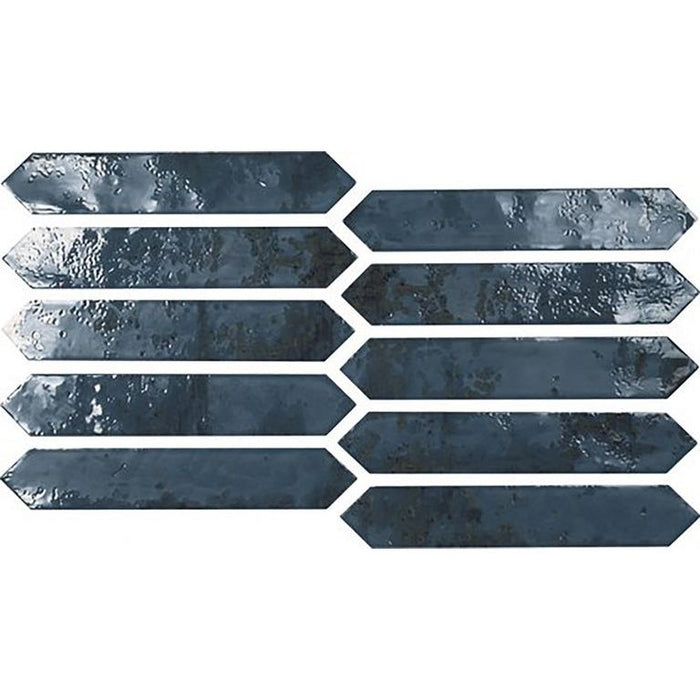 Soci Tile - Ironworks 2" x 10" Picket Tile - Blue Glossy