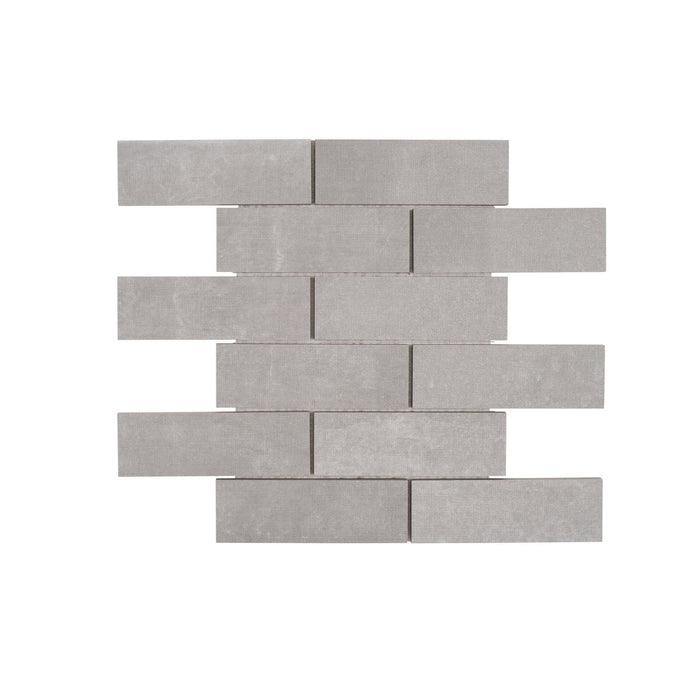 Tesoro - Fusion Fabric Collection 2" x 6" Porcelain Mosaic - Silver