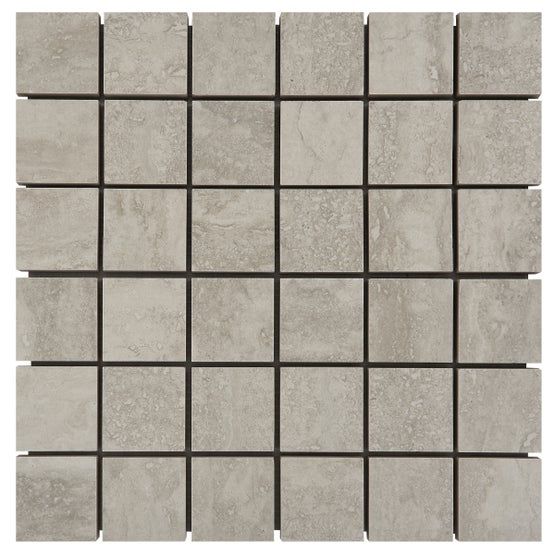 Floors 2000 - Travertino Roma 2 in. x 2 in. Matte Porcelain Mosaic - Bianco