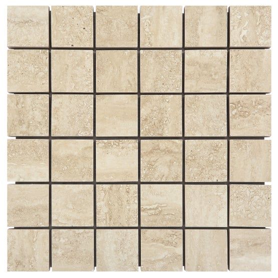 Floors 2000 - Travertino Roma 2 in. x 2 in. Matte Porcelain Mosaic - Sand