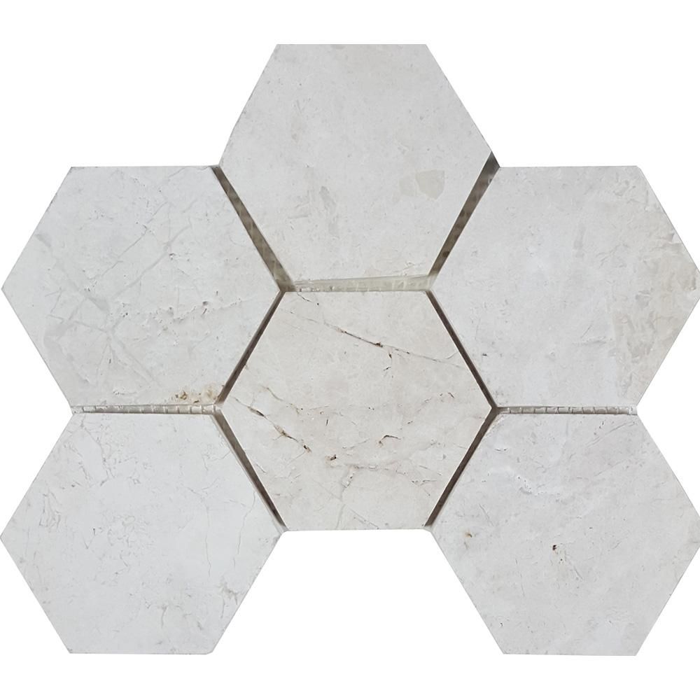 Tesoro - Imperial Pearl Collection Stone Mosaic - 4&quot; Hexagon