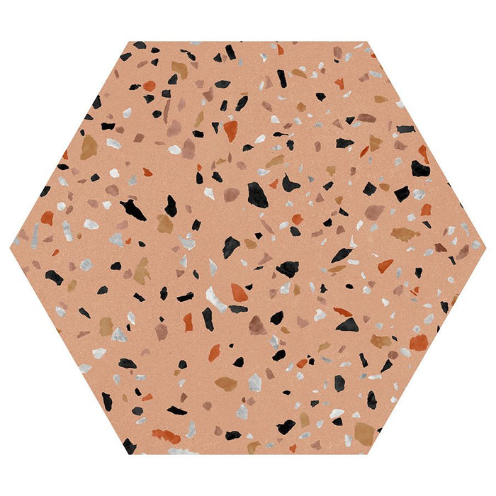 Bellagio - Abstract Collection - 8" x 9" Porcelain Hex Tile - Camel