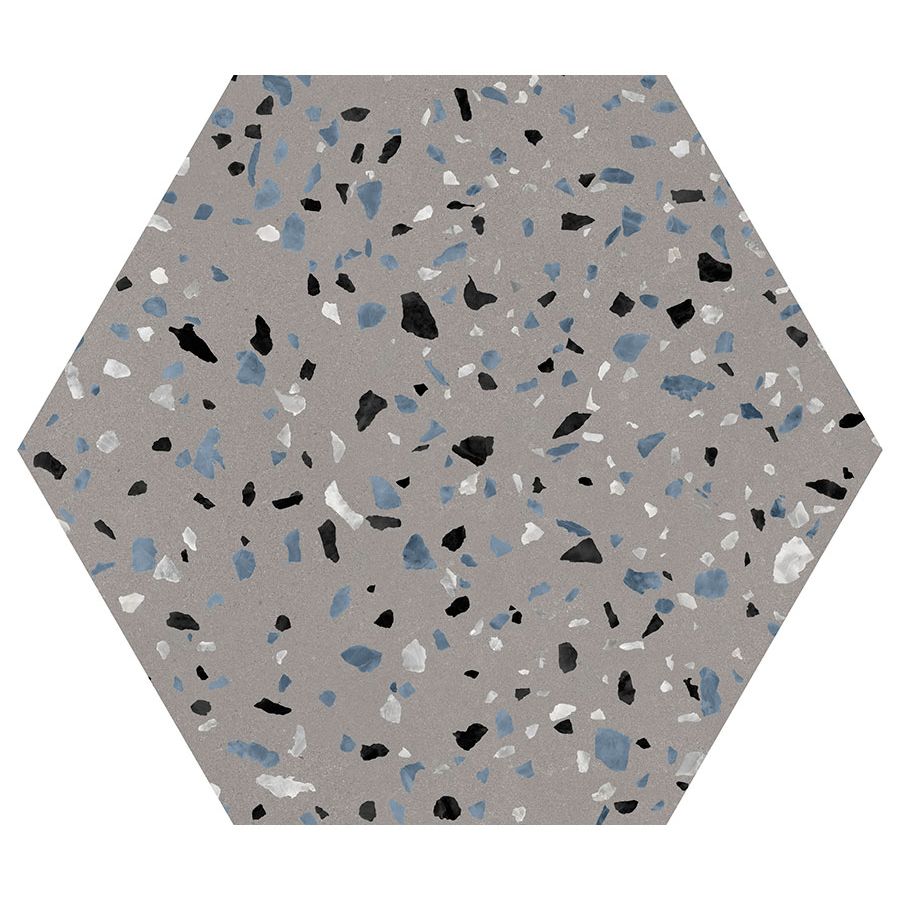 Bellagio - Abstract Collection - 8&quot; x 9&quot; Porcelain Hex Tile - Gray
