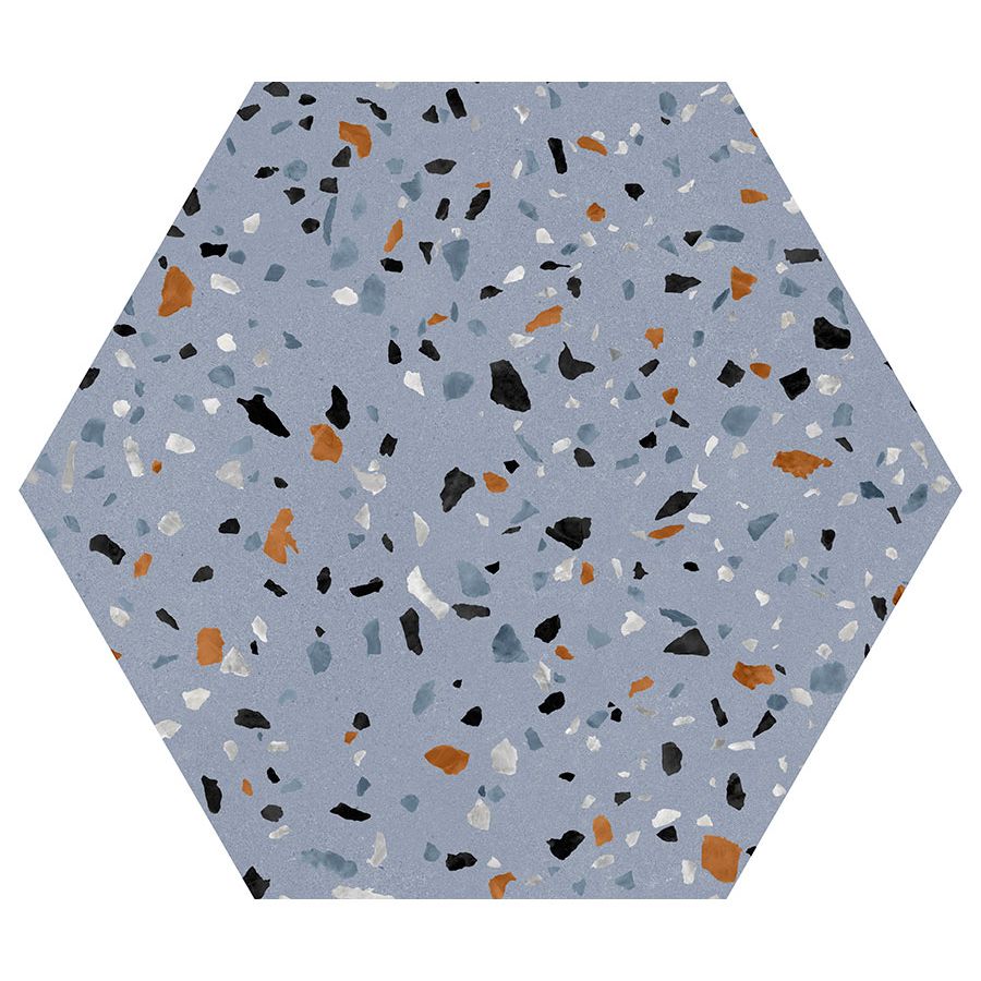Bellagio - Abstract Collection - 8&quot; x 9&quot; Porcelain Hex Tile - Blue
