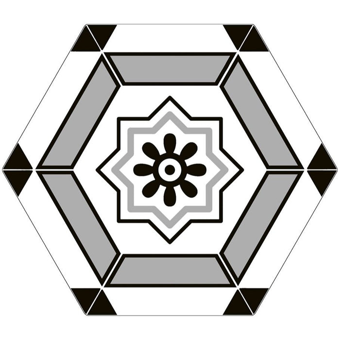 Bellagio - Cucina Italia Collection - 8" x 9" Porcelain Hex Tile - Cesto Di Fiori