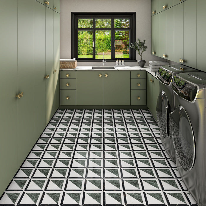 Daltile - Sovran - 24 in. x 48 in. - Satin Porcelain Tile - Triangle floor installation