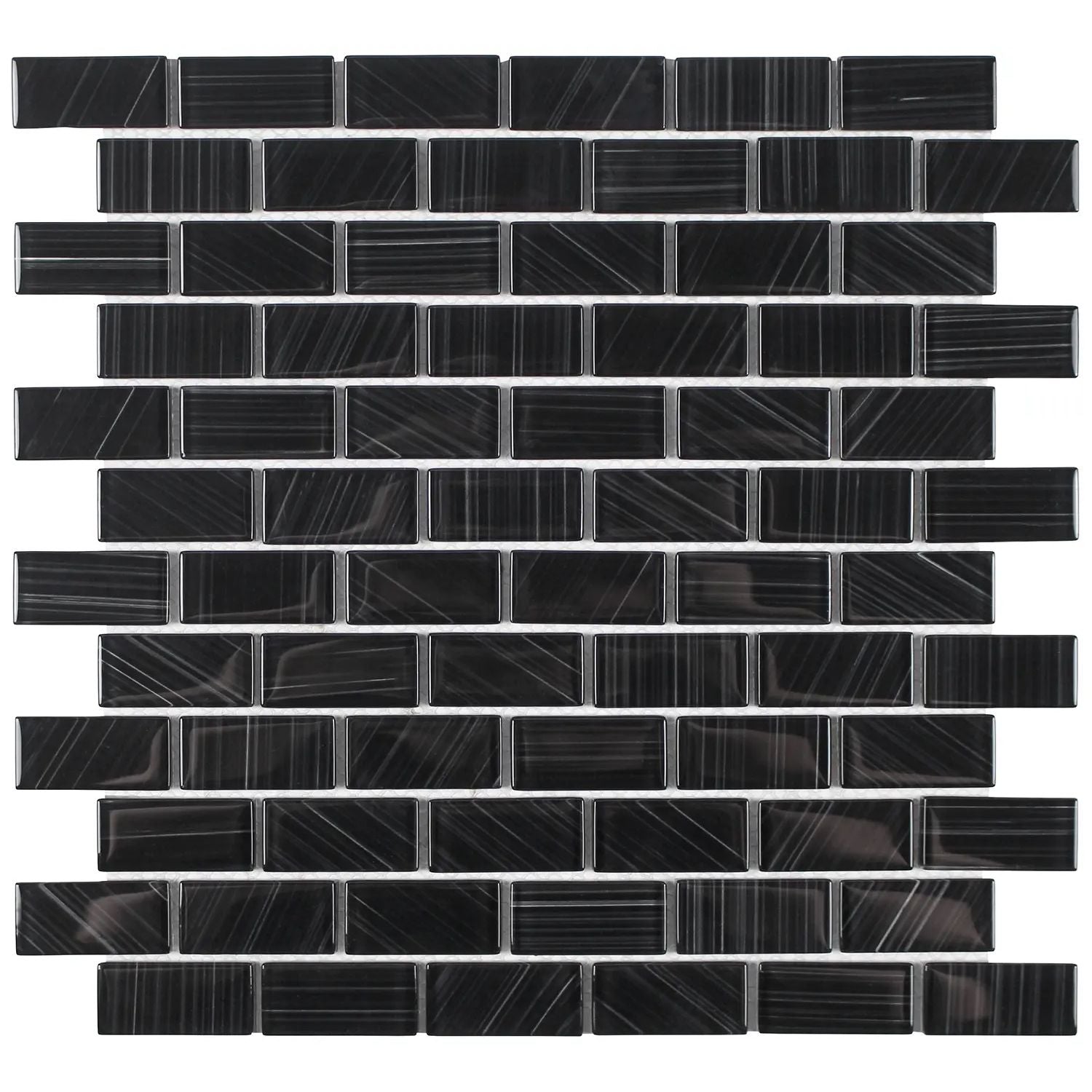 Tesoro - Striped Collection 1" x 2" Glass Mosaic - Black