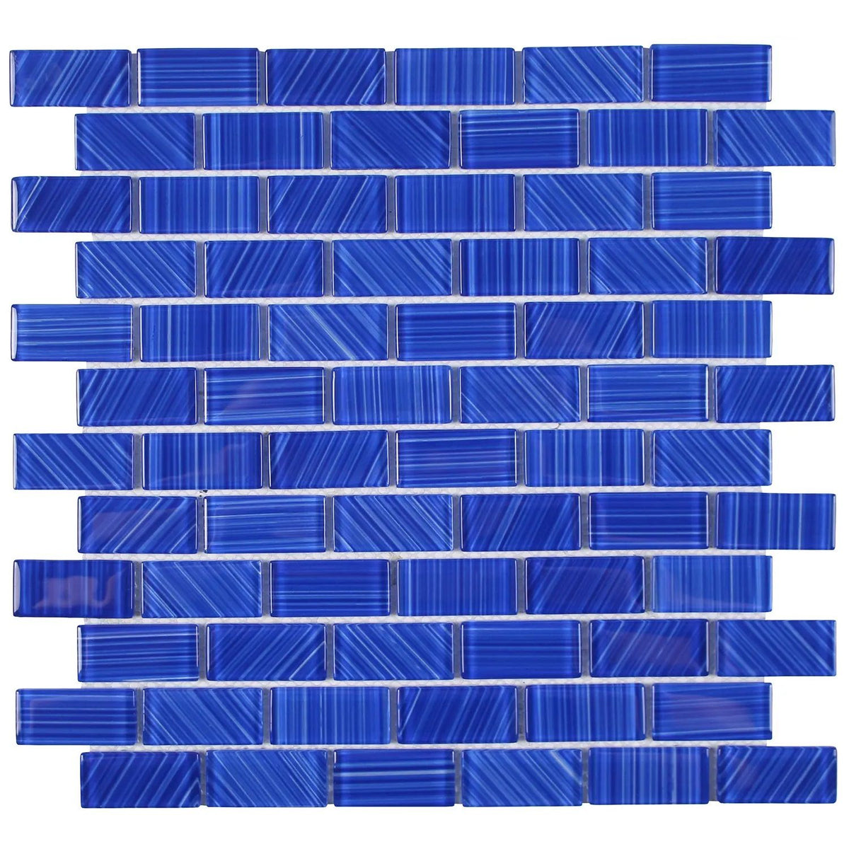 Tesoro - Striped Collection 1&quot; x 2&quot; Glass Mosaic - Cobalt