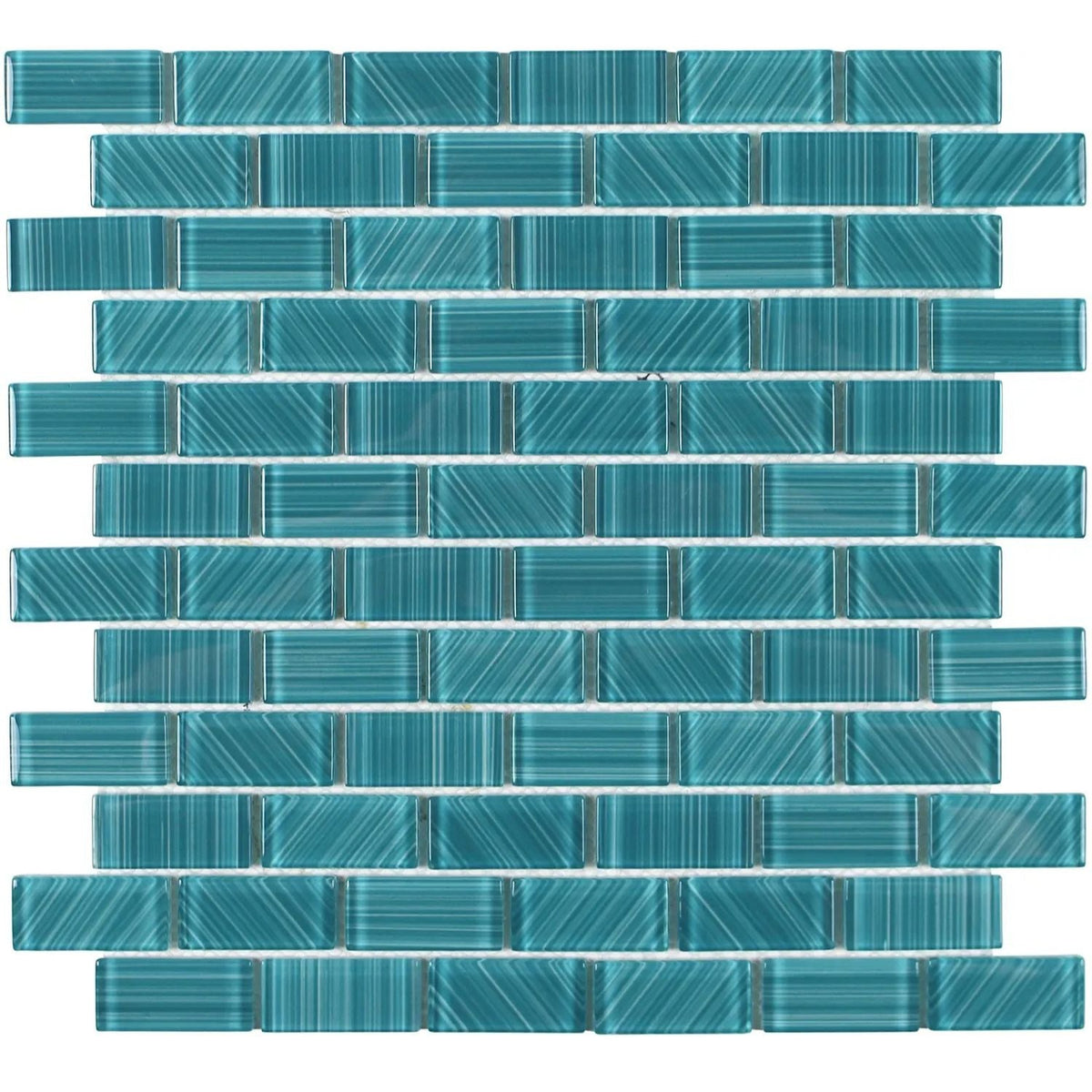 Tesoro - Striped Collection 1&quot; x 2&quot; Glass Mosaic - Green