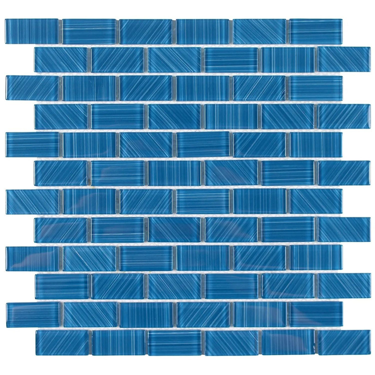 Tesoro - Striped Collection 1&quot; x 2&quot; Glass Mosaic - Turquoise