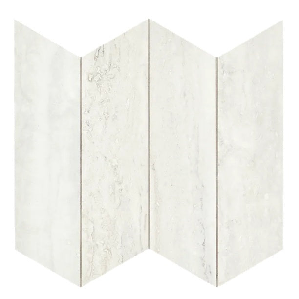 Arizona Tile - Invictus Vein Cut Chevron Polished Porcelain Mosaic - White