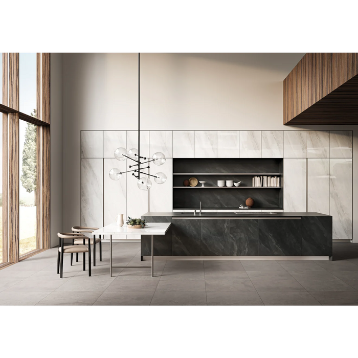 Bedrosians - Magnifica The Thirties - 30" x 30" Glazed Porcelain Tile - Cementi Honed Kitchen Install