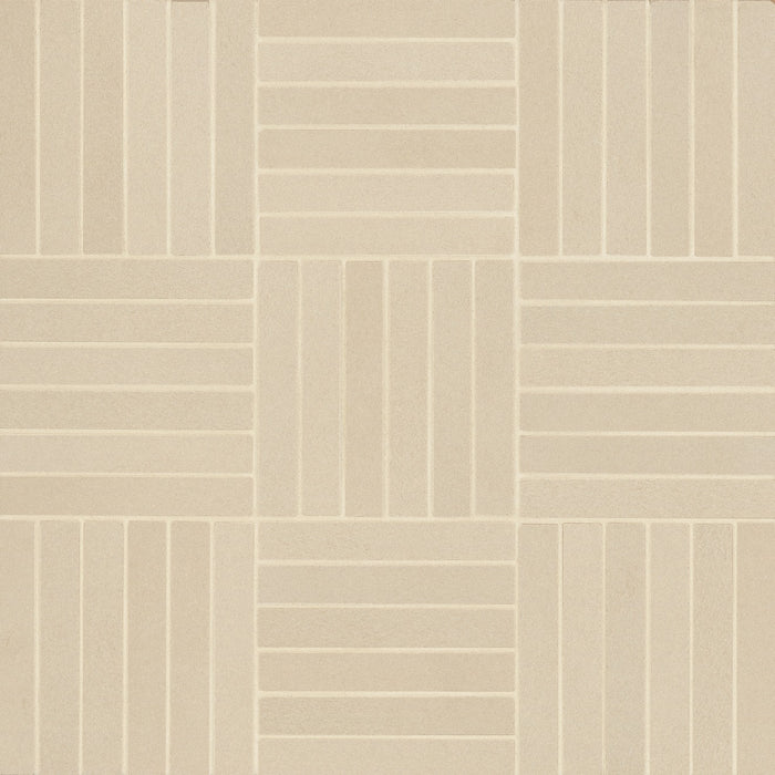 Bedrosians Tile & Stone - Sahara .5" x 4" Matte Crosshatch Porcelain Mosaic Tile - Ecru