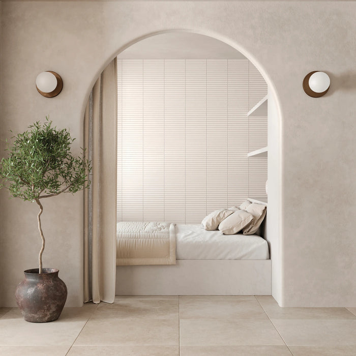 Bedrosians Tile & Stone - Sahara 1" x 12" Matte Porcelain Mosaic Tile - White Installed