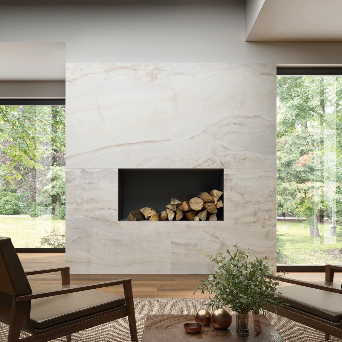 Bedrosians - Magnifica Nineteen Forty-Eight - 48&quot; x 48&quot; Glazed Porcelain Tile - Crystal Onyx Room Scene