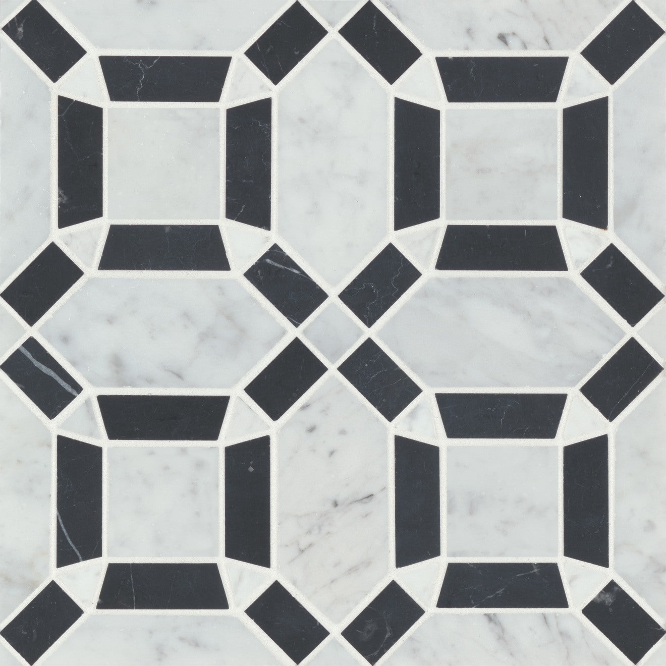 Bedrosians - Matisse Mosaic 1 Marble Blend - White Carrara & Nero Marquina