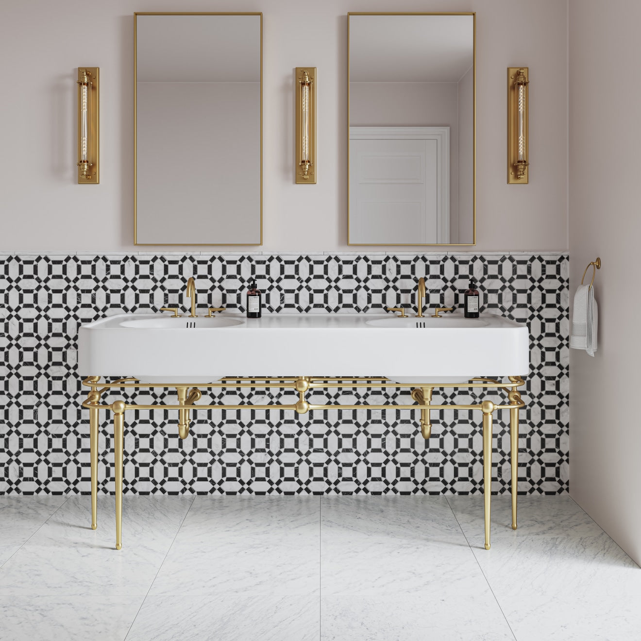 Bedrosians - Matisse Mosaic 1 Marble Blend - White Carrara & Nero Marquina