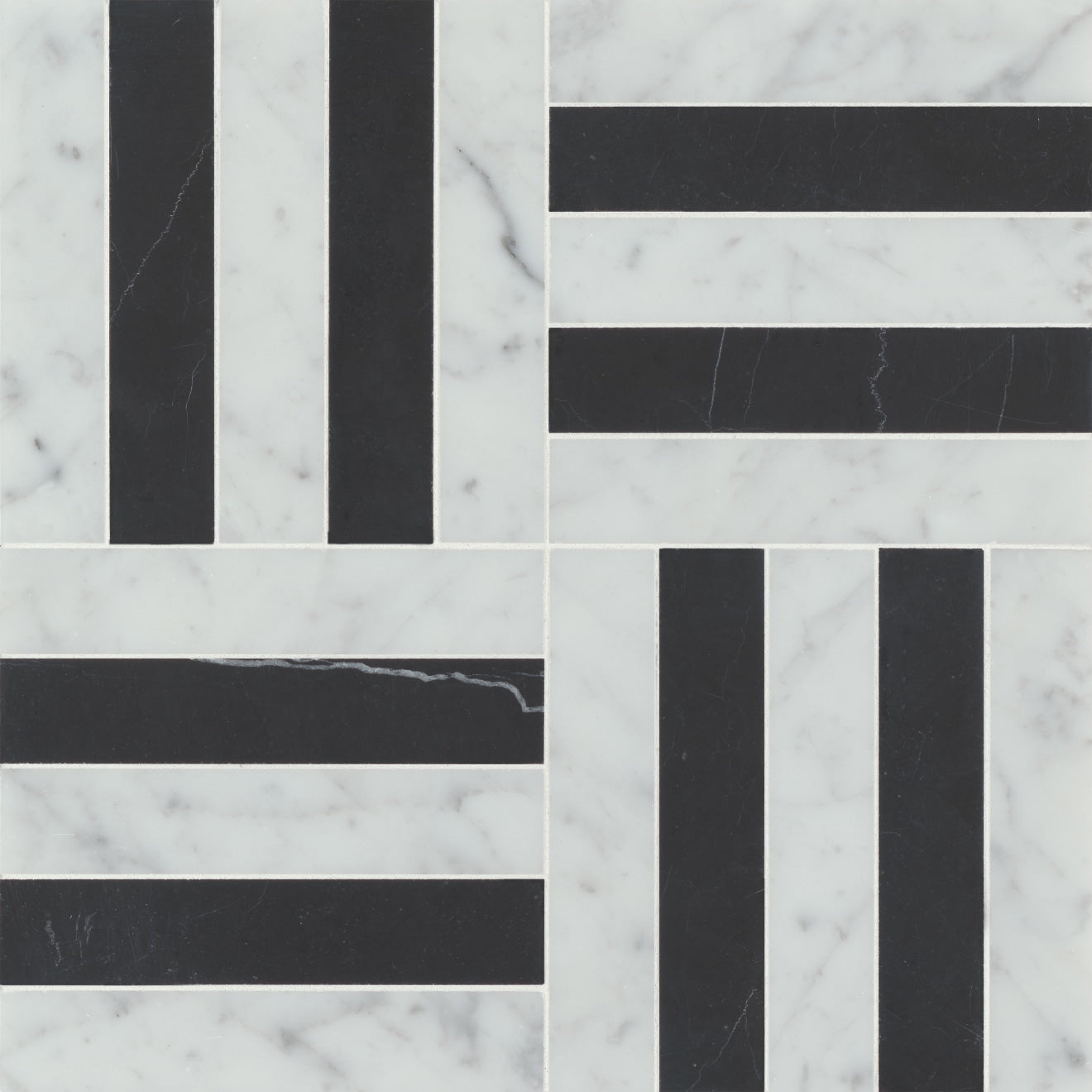 Bedrosians - Matisse Mosaic 2 Marble Blend - White Carrara & Nero Marquina