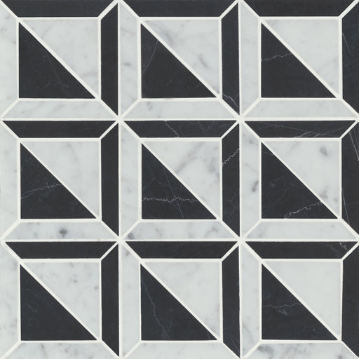 Bedrosians - Matisse Mosaic 3 Marble Blend - White Carrara & Nero Marquina