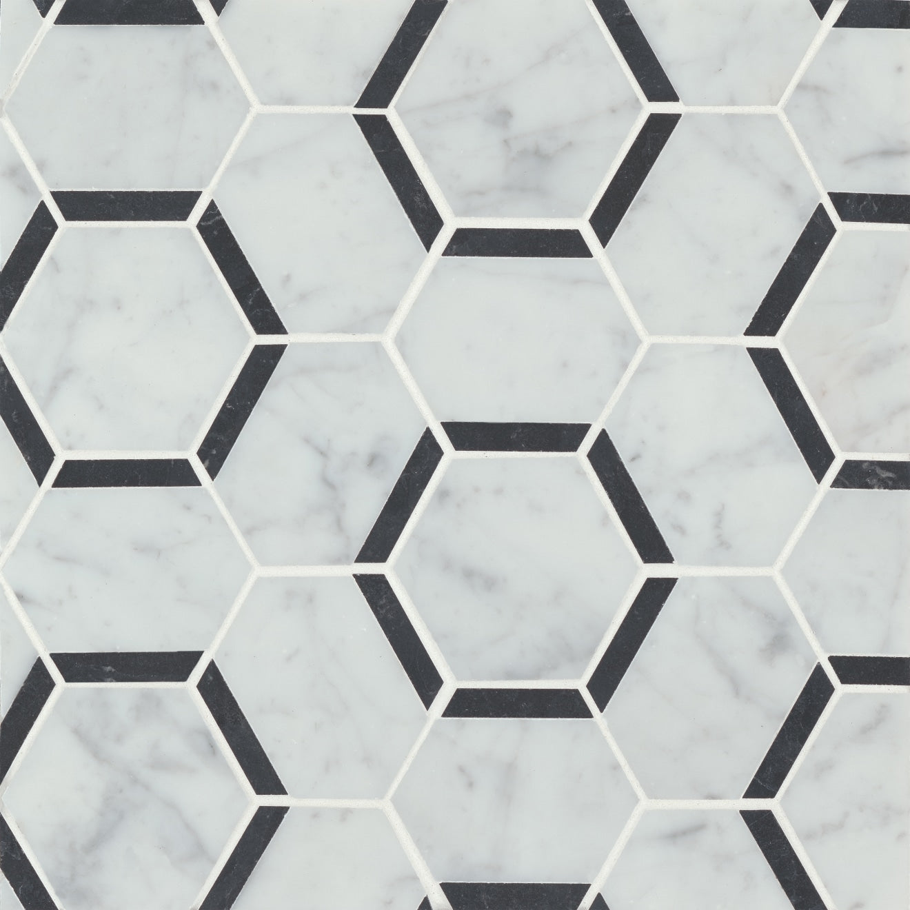 Bedrosians - Matisse Mosaic 4 Marble Blend - White Carrara & Nero Marquina