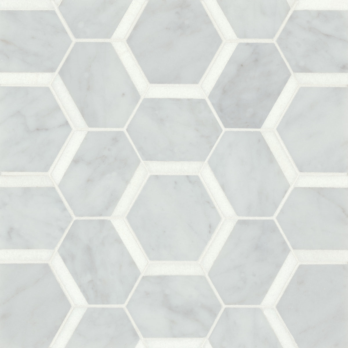 Bedrosians - Matisse Mosaic 4 Marble Blend - White Carrara &amp; Nero Marquina