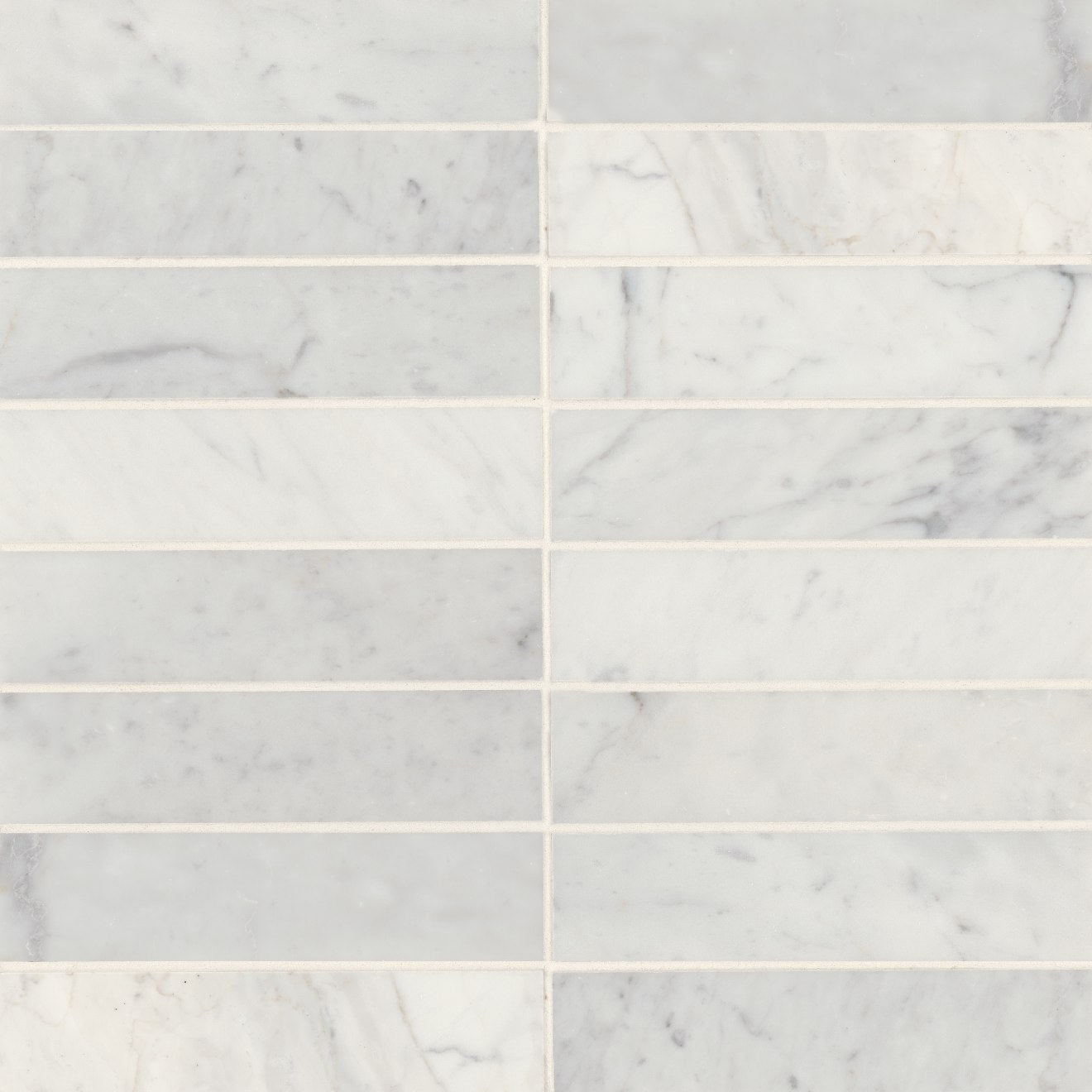 Bedrosians - Monet 2" x 8" Honed Marble Decorative Tile - White Carrara