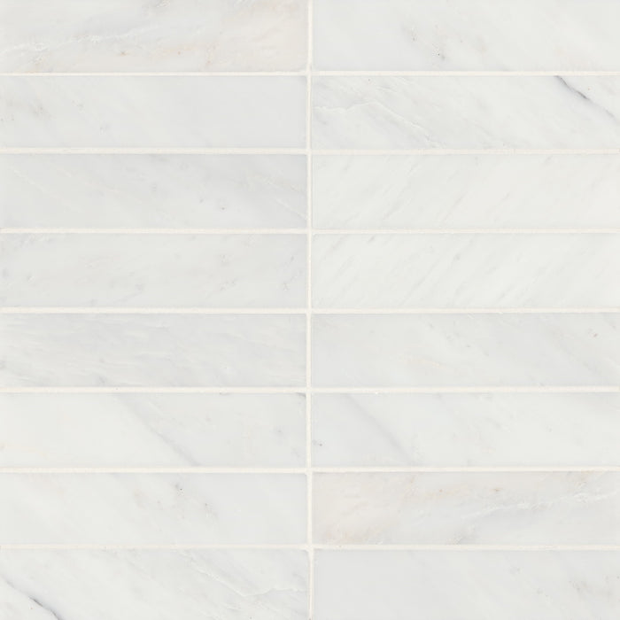 Bedrosians - Monet 2" x 8" Honed Marble Decorative Tile - Oriental White