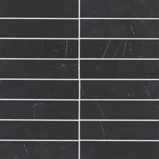 Bedrosians - Monet 2" x 8" Honed Marble Decorative Tile - Nero Marquina