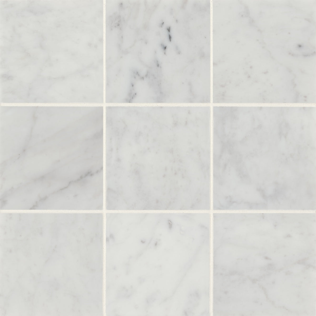 Bedrosians - Monet 4&quot; x 4&quot; Honed Marble Decorative Tile - White Carrara