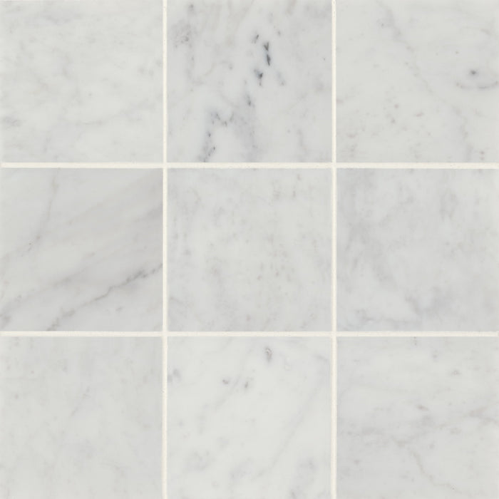 Bedrosians - Monet 4" x 4" Honed Marble Decorative Tile - White Carrara