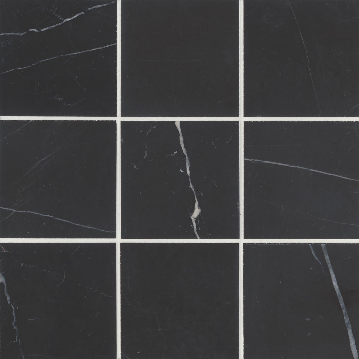 Bedrosians - Monet 4&quot; x 4&quot; Honed Marble Decorative Tile - Nero Marquina