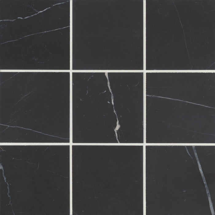 Bedrosians - Monet 4" x 4" Honed Marble Decorative Tile - Nero Marquina