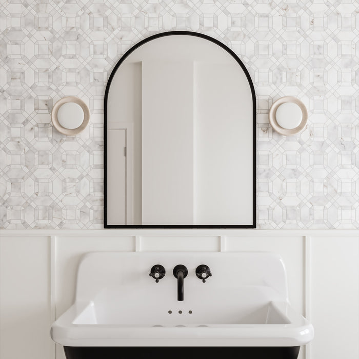 Bedrosians - Monet Honed Marble Mosaic 1 Tile - Oriental White Wall Install