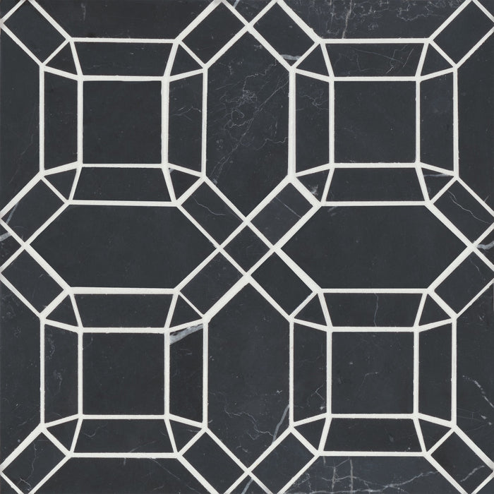 Bedrosians - Monet Honed Marble Mosaic 1 Tile - Nero Marquina