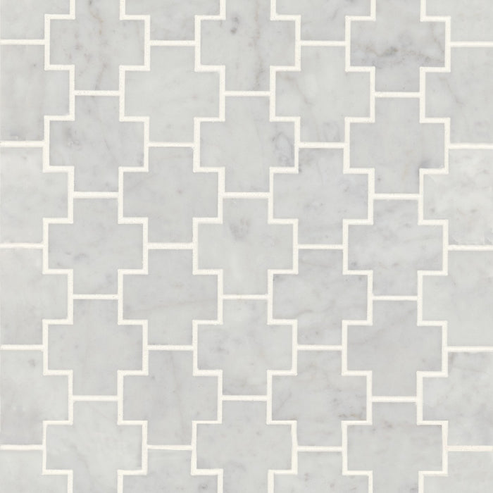Bedrosians - Monet Honed Marble Mosaic 4 Tile - White Carrara