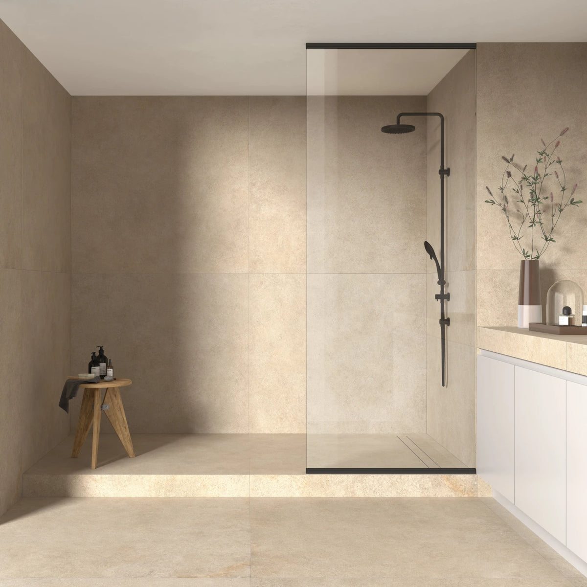 Bedrosians - Magnifica Nineteen Forty-Eight - 48&quot; x 48&quot; Glazed Porcelain Tile - Offroad Mojave Room Scene