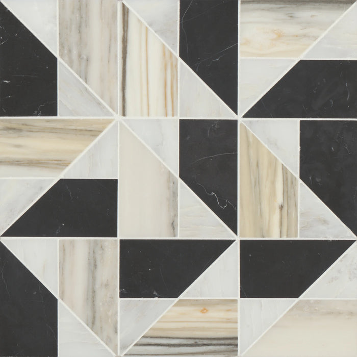 Bedrosians - Modni Quin Honed Marble Blend Mosaic - Warm Blend