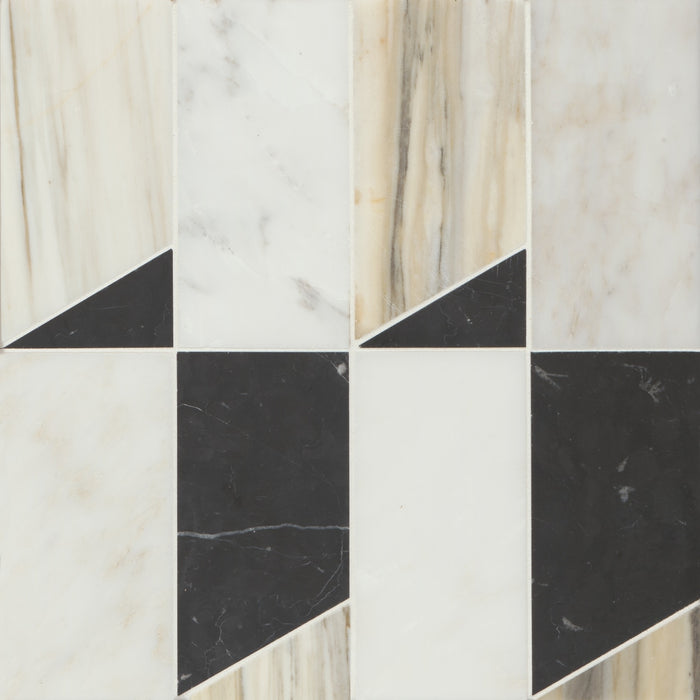 Bedrosians - Modni Jett Honed Marble Blend Mosaic - Warm Blend